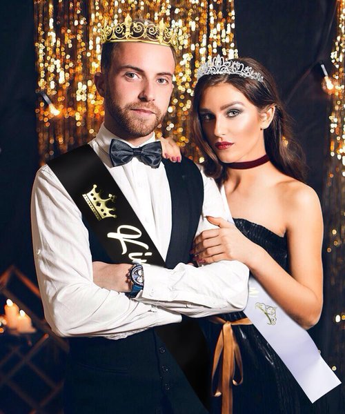 TOBATOBA King and Queen Crown Set with Sashes - King and Queen Crowns for Men and Women - Prom, Homecoming, Wedding, Birthday, Halloween