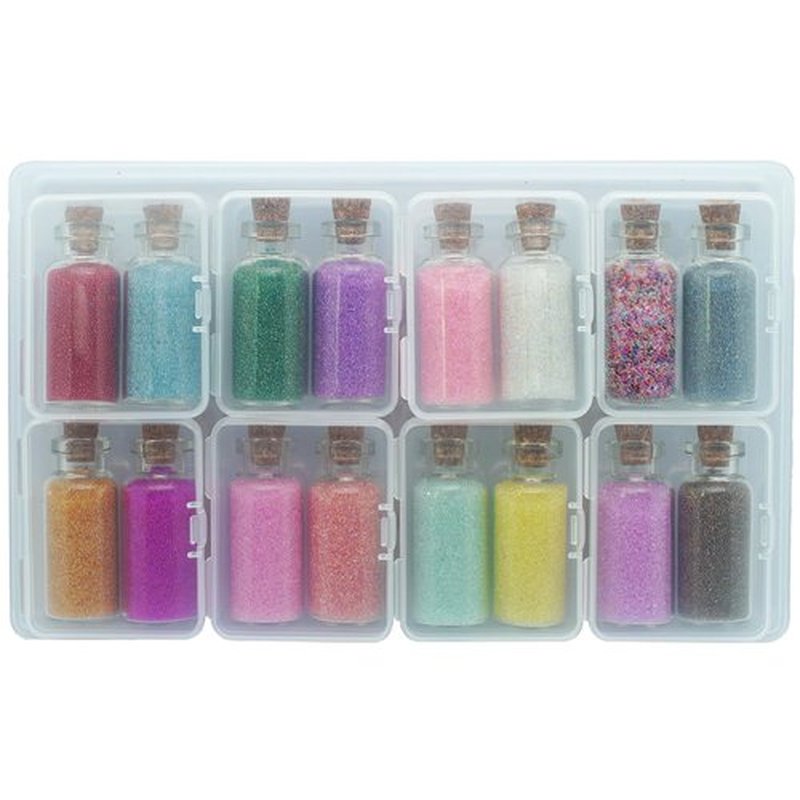 16 Colors Caviar Beads for Nails, 0.6-0.8mm Glass Micro Pixie Bead Mini Iridescent Bubble Microbeads for Women Girls Nail Art Charms Decorations Women Manicure Makeup DIY Craft