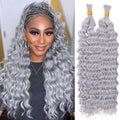 Fabimiya 12A Human Hair Bulk 24Inch Deep Wave bulk human braiding hair for boho braids 100% Unprocessed Brazilian Virgin Human Hair Extensions Quick Weave Human Hair Grey Color