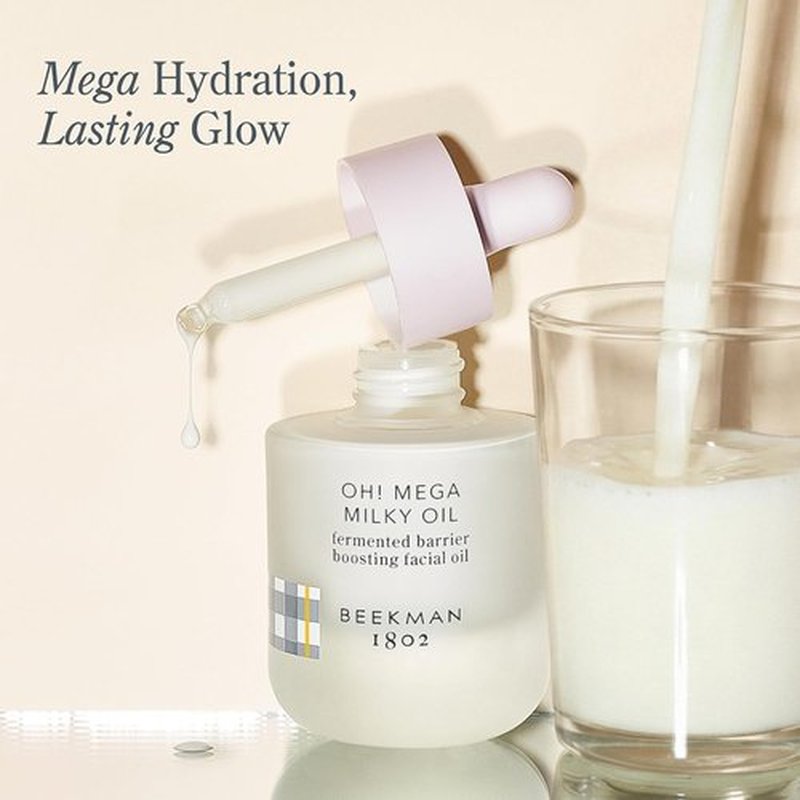 Beekman 1802 Oh! Mega Milky Facial Oil Serum - Hydrating Vitamin C & Niacinamide Formula | Lightweight, Non-Greasy, 1 Fl Oz