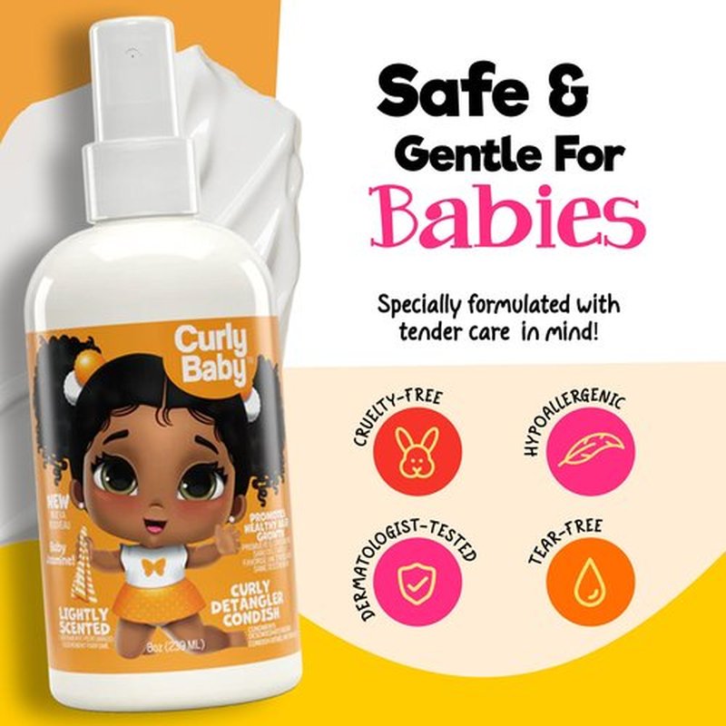 CurlyBaby Curly Detangling Condish - Gentle Spray Conditioner for Babies & Kids, Detangles, Moisturizes, Conditions Curly, Kinky & Coily Hair - Cruelty-Free, Dermatologist Tested, 8 oz