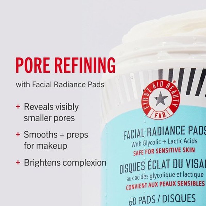 First Aid Beauty - Facial Radiance Pads | Daily Exfoliating AHA Pads for Brighter Skin - 28 Count