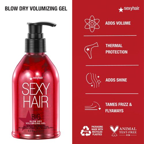 SexyHair Big Blow Dry Volumizing Gel - Adds Volume & Hold for Up to 72 Hours | Ideal for All Hair Types