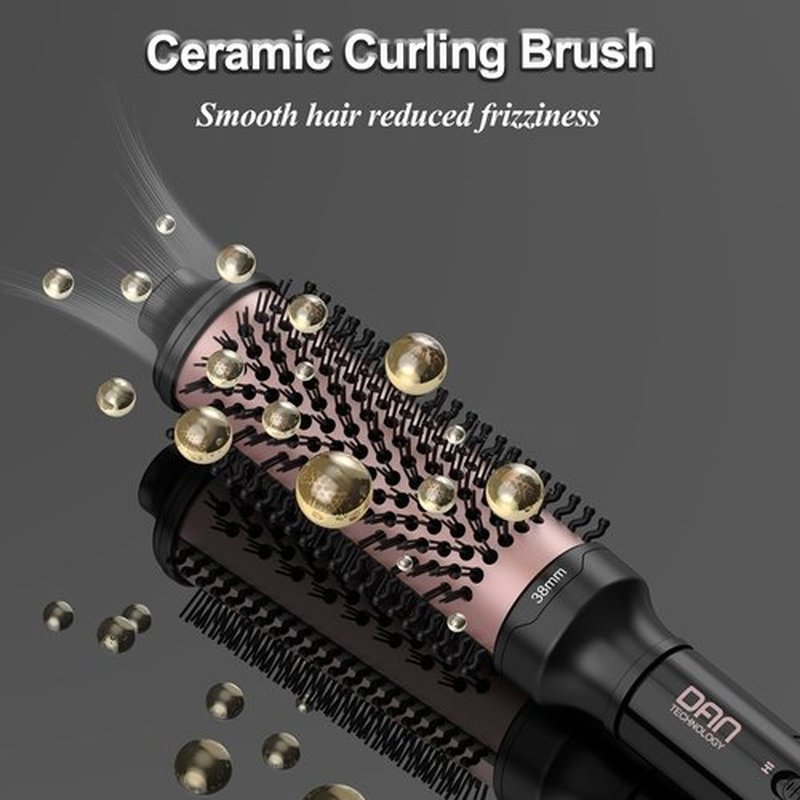 DAN Technology Thermal Brush,Non-Blowing Heated Round brush, Ceramic Curling Brush for Blowout Look,Dual Voltage travel curling brush, Dual PTC Fast Style thermal round brushs, 1.5 Inch(Black)