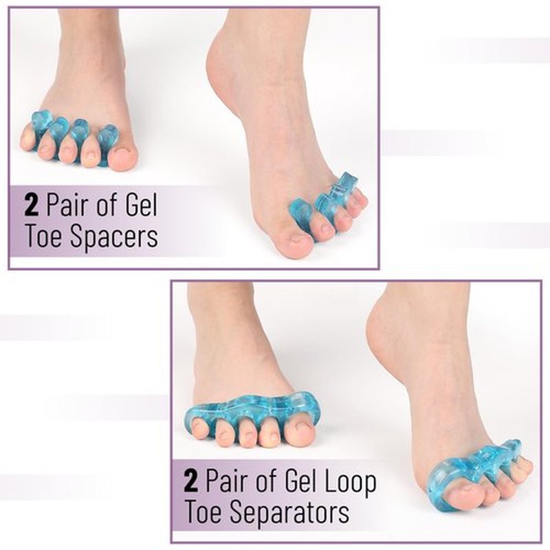 Dr. JK- ToePal Gel Toe Separator, 4 Pairs, Blue, Toe Spacers, Bunion Corrector