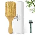 Onedor Bamboo Hair Brush Natural Wooden Paddle Hairbrush with Bamboo Bristles for Detangling and Scalp Massage for Women & Men Suitable for Straight Curly Thick or Thin Hair (Paddle)