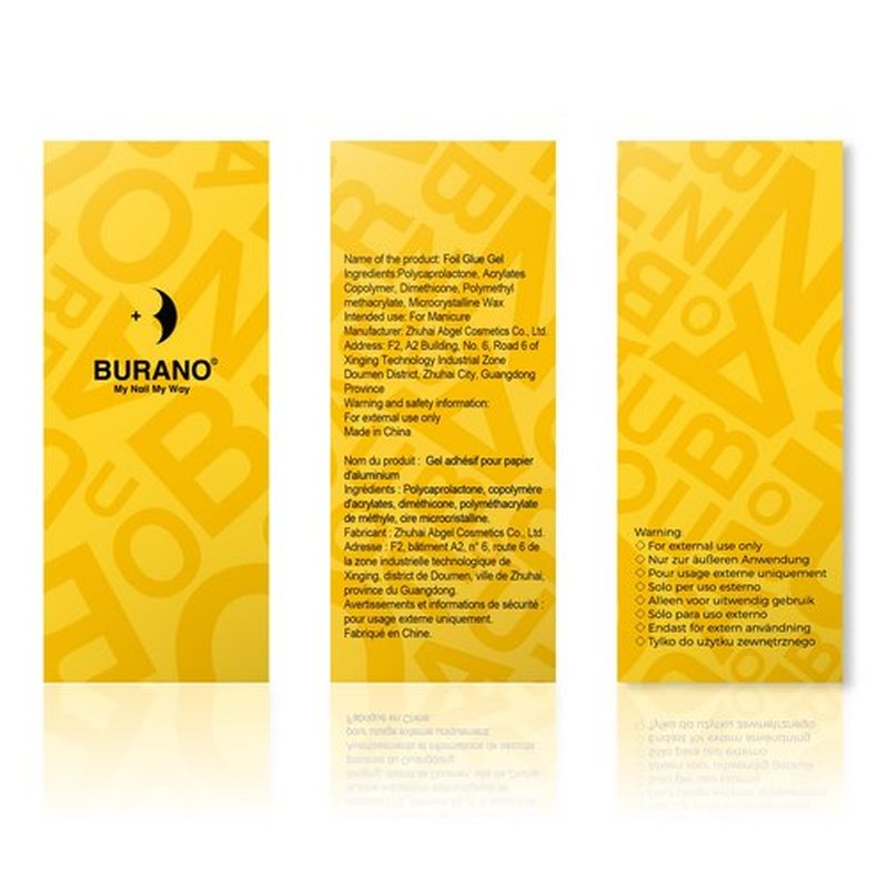 BURANO Nail Art Nail Foil Glue Gel, o.5 oz with 10PCS Foil Stickers Set Nail Foil Glue for Nails Foil Transfer Gel, Nail Design DIY UV LED Lamp Required (Design Foil 17)