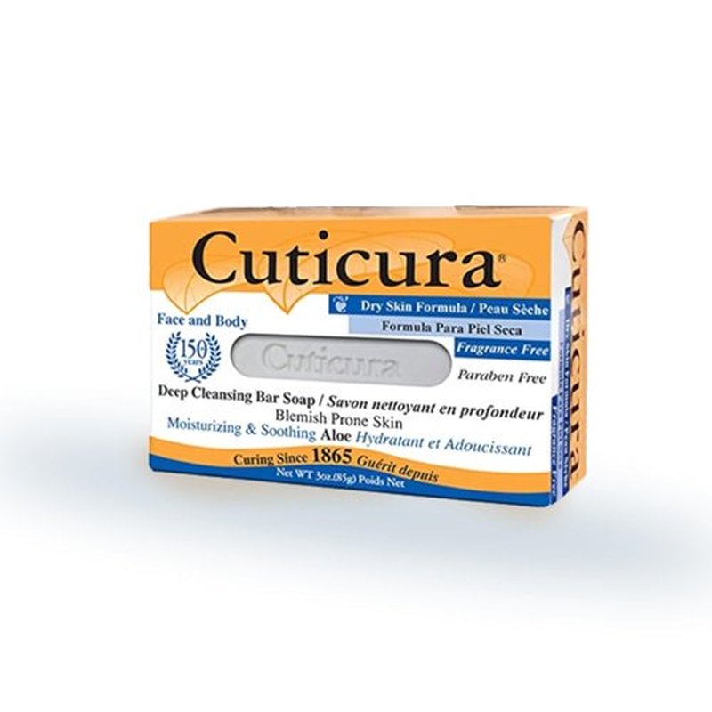 Cuticura Deep Cleansing Face and Body Soap, Dry Skin Formula – Deep Cleansing Bar Soap for Blemish-Prone Skin 3 oz (Pack of 3)