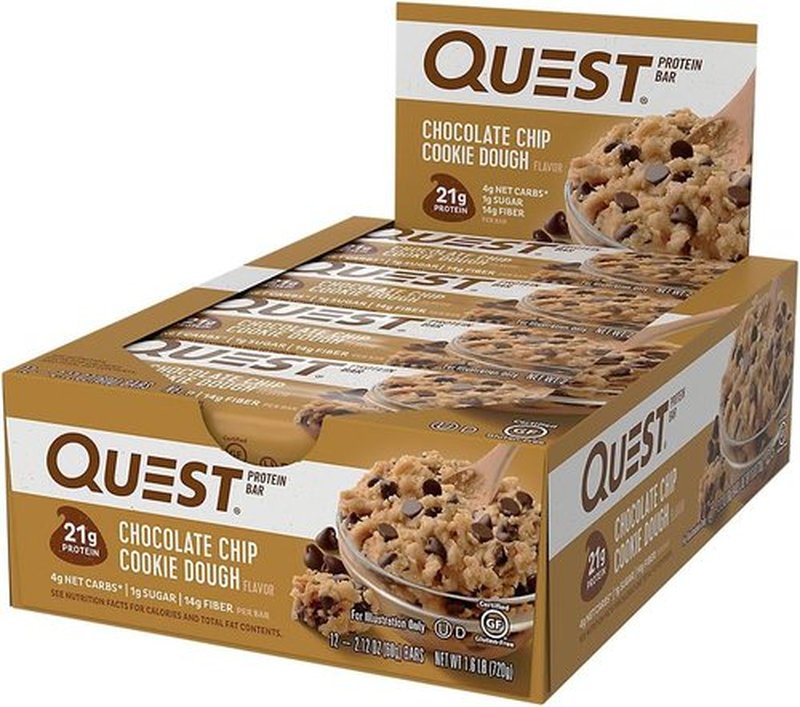 Quest Nutrition Protein Bars - Chocolate Chip Cookie Dough Flavor | High Protein, Low Carb, Keto Friendly | 12 Count