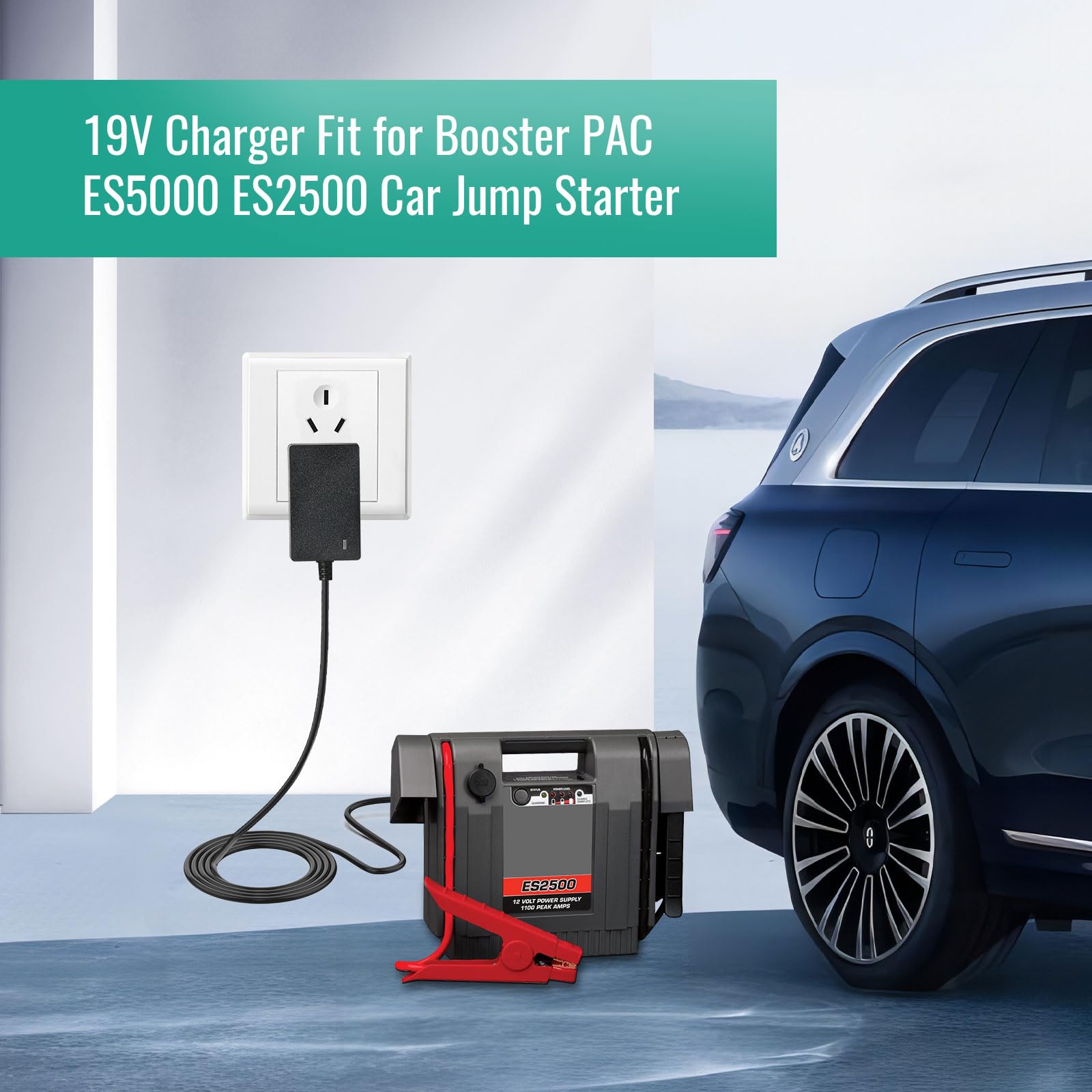 Jump Starter 19v Charger for Booster PAC ES5000 Charger Cord Compatible with Booster PAC ES2500 ES5500 ES5000 ES2500C ES6000 ESA217 J900 ESA22 J900 Jump Starter Power Cord