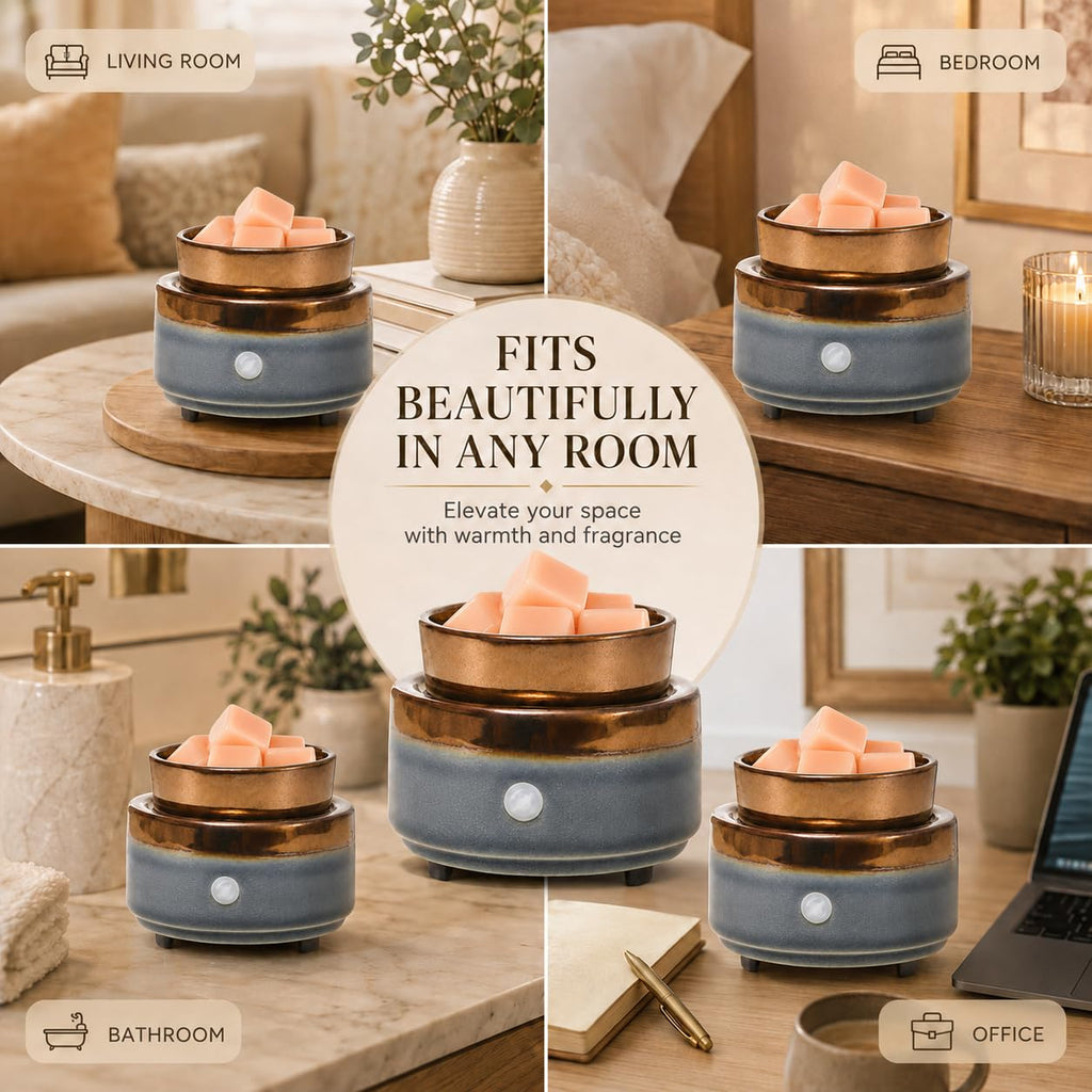 Ceramic Wax Melt Warmer, Electric Wax Warmer for Scented Wax Cubes, Flameless Fragrance Warmer with Removable Dish & Indicator Light, Compact Tabletop Home Decor for Bedroom Living Room Office Gift
