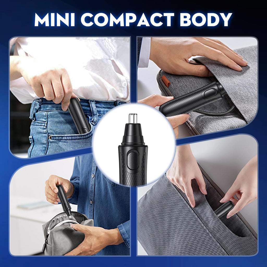 Electric Nose Hair Trimmer, 2026 New 360 Degrees Electric Nose Hair Clippers, Rechargeable Nose Hair Remover with Replacement Blade Heads for Men, Women (Black, with 2pcs Replacement Blade Head)