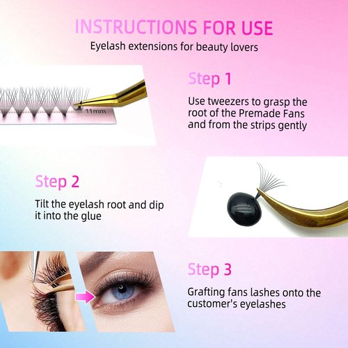 Pro Fairy Premade Fans Lashes 3D 4D 5D 6D Voleme Lash Extensions Pre Made Fans Eyelash Extension Mixed 8-15mm Thickness 0.07 Curl C/D (4D 0.07 D Mix)