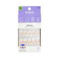 KISS CORE French French Tip Press On Nails, Scenario, Pink, Medium, Squoval, 32 Count