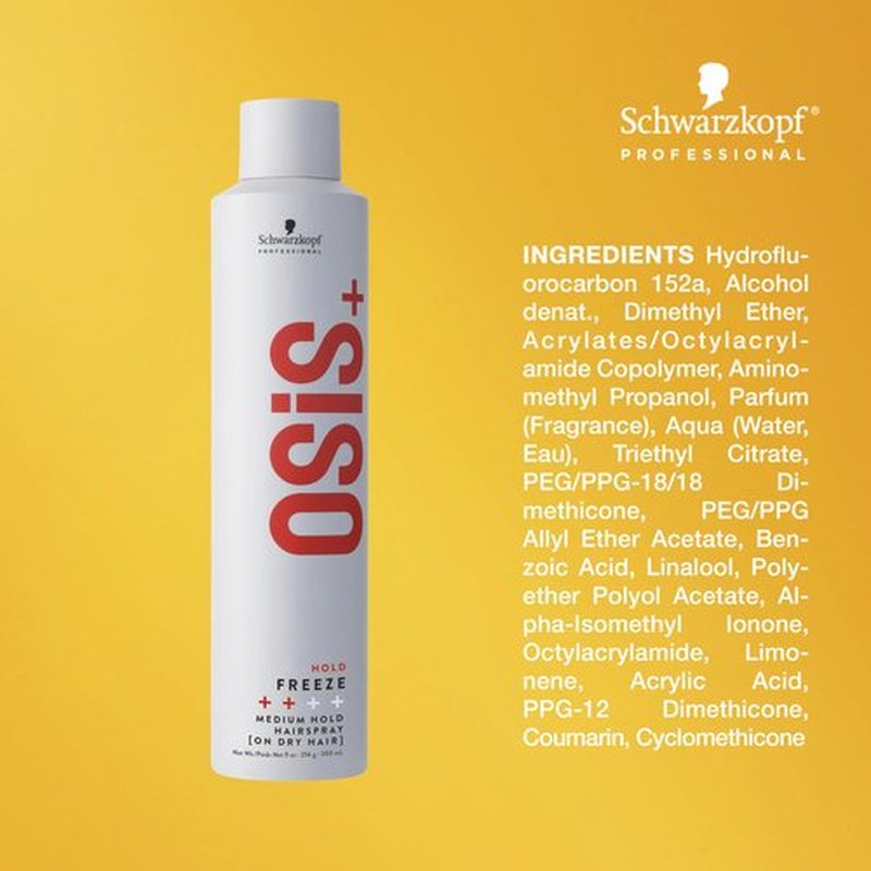 OSiS+ Freeze Medium Hold Hairspray 9oz | All Day Hold and Shine | Heat and Humidity Protection