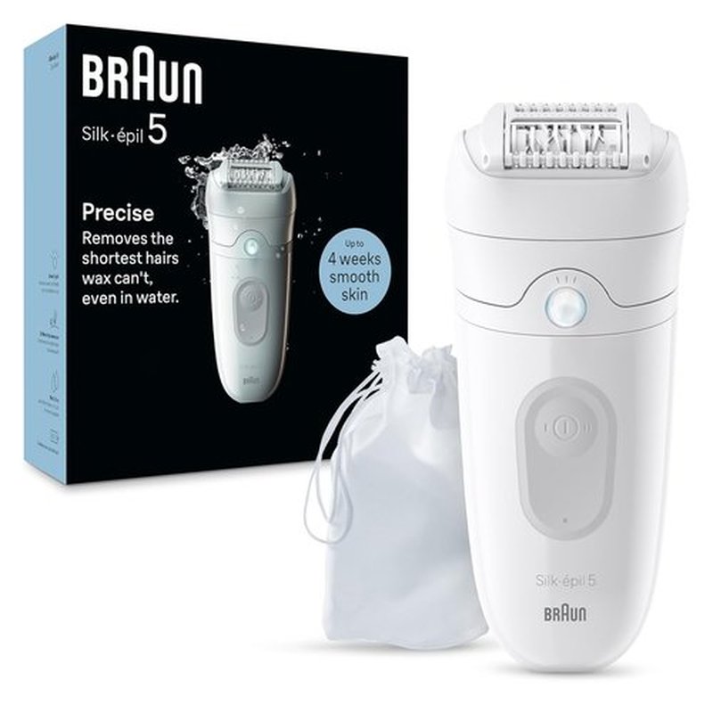 Braun Silk-épil 5 Epilator - Women's Hair Removal Device with Skin Contact Cap | Wet & Dry, Grey