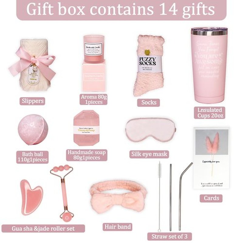 Birthday Gifts for Women, Self Care Gifts, Get Well Soon Gift Baskets for Women, Relaxing Spa Gift Basket Set, Unique Gifts for Friends, Mom, Coworker, Wife, Care Set for Mother's Day, Christmas