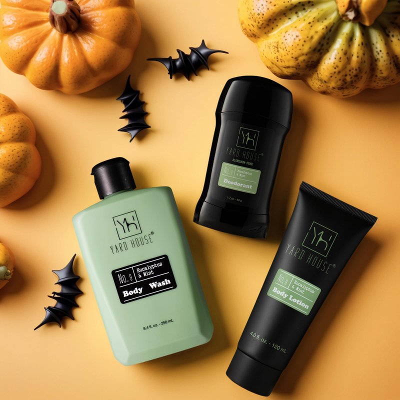 Yard House Mens Skincare Gift Set – Eucalyptus & Mint Body Wash, Lotion & Deodorant in Travel Case – Premium Grooming Kit for Men – Fathers Day Birthday Christmas Gift Idea