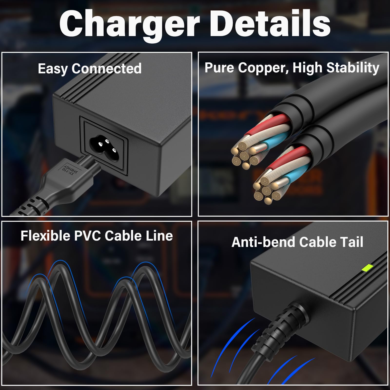 24V 180W Generator Charger for Jackery 1000 Portable Solar Generator Power Station Power Cord AC Adapter Compatible with Jackery Explorer 1000 880 E1000 E880 1002Wh 880Wh 3x1000W Charging Plug Cable