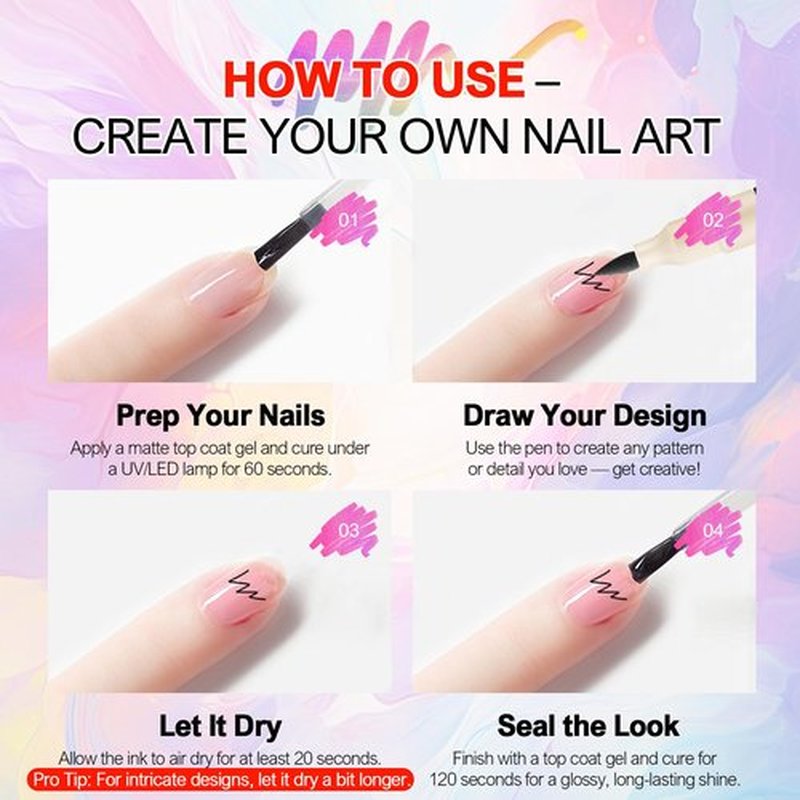 12 Colors Nail Art Pens Set, 3D Acrylic Paint Nail Polish Pens for Drawing &Dotting, Quick-Dry Nail Art Markers with Fine Tip, Manicure Design Tools for DIY Nail Art at Home & Salon