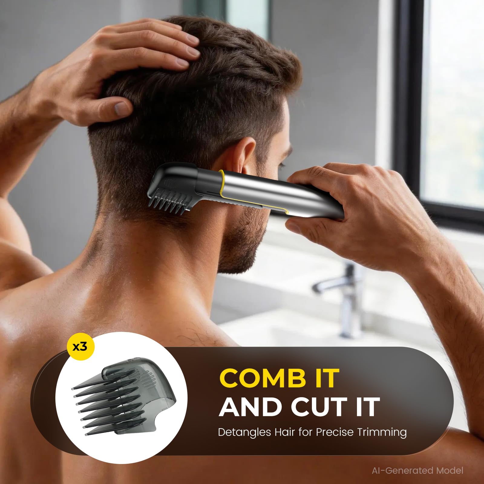 PRITECH Body Hair Trimmer for Men, Rechargeable Hair Trimmer for Pubic Area, Back, Face, Legs and Beard, Wet and Dry Use with Extra Replacement Blade