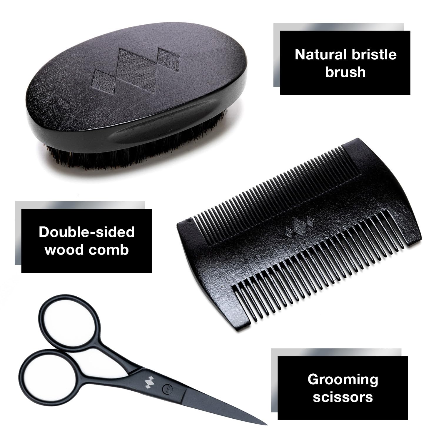 Bedroom Kandi Men’s Beard Grooming Kit – Beard Brush, Comb, Scissors & Beard Kit Travel Bag - Textured, Coarse Hair, Mustache Care & Daily Grooming Set Gifts for Men