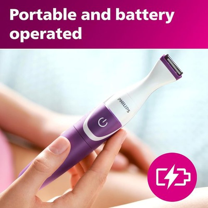 Philips Beauty Bikini Genie Trimmer - Cordless Hair Removal with Shaving Head & Comb, BRT383/50