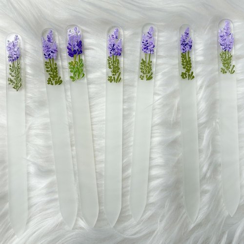 Hand-Painted Lavender Glass Nail File – Crystal Nail File for Natural Nail Care, Gentle & Durable Manicure Tool, Unique Gift for Women & Girls