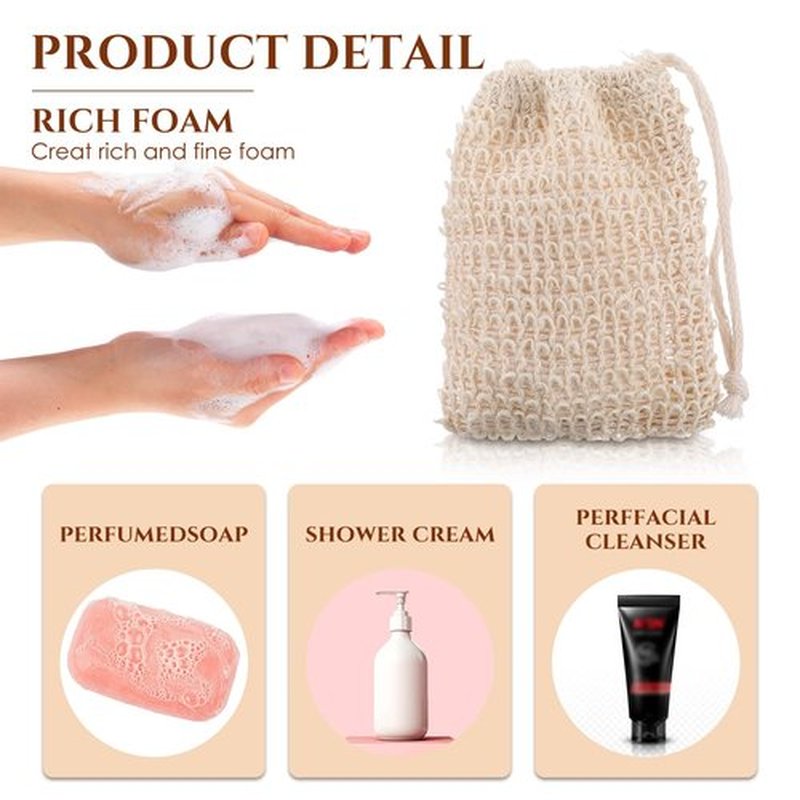 Rtteri 360 Pcs Soap Exfoliating Bag, Natural Sisal Soap Pouch Saver Body Shower Bar Mesh Body Net with Drawstring for Foaming and Drying