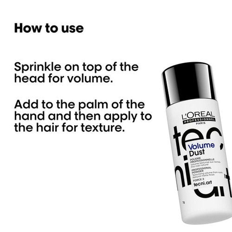 L'Oréal Professionnel Paris Volume Dust - Provides Weightless Volume, Medium Hold Texture Powder, For All Hair Types, Packaging May Vary