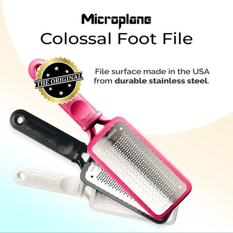 Microplane Colossal Foot File - Original Stainless Steel Callus Remover & Gentle Foot Scrubber | Pink