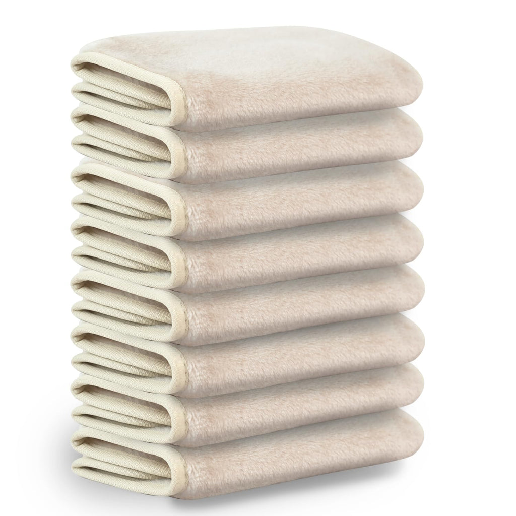 Nugilla Makeup Remover Cloths, 8 Packs Makeup Remover Towels Reusable Face Wash Cloth, Soft Microfiber Face Cloth for Women(Beige)