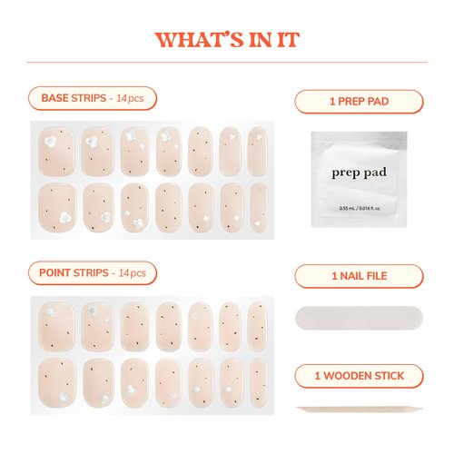Heyhae Semi Cured Gel Nail Strips | No LED Lamp Needed | Pink, Solid | Easy Apply & Remove, Salon Quality | Includes 28 Strips, 1 Prep Pads, Nail File & Wooden Stick - Hey, Freshly Picked