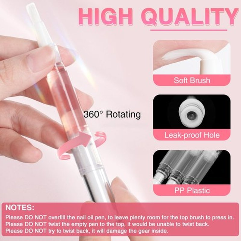 DupakSYS Nail Oil Pen 100Pcs 3ml Empty Cuticle Oil Pen Travel Transparent Twist Pens with Brush Tip for Nail Oil, Eyelash Growth Liquid Tube, Cosmetic Lip Gloss Container Applicators + 120pcs Label