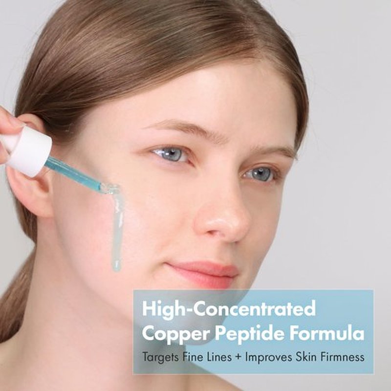 TOSOWOONG Copper Peptide Face Serum, Anti-Aging with Copper Tripeptide, GHK-Cu, 12 Multi-Peptide Formula for Fine Lines, Firming, Skin Elasticity, Hydrating, Korean Skincare, 33ml / 1.11 fl.oz.