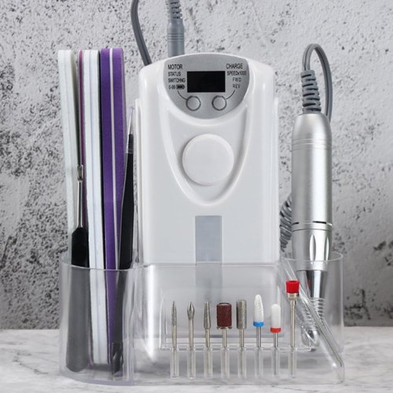 Professional Nail Desk Organizer and Storage - Nail Drill Holder Box with 8 Holes for Grinding Bit Display Stand