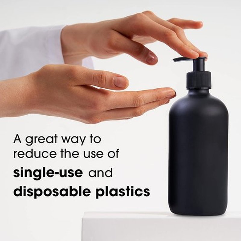 Boston Round Glass Bottles - 16oz Reusable Spray & Soap Dispenser Set of 2 | Ideal for Cleaning