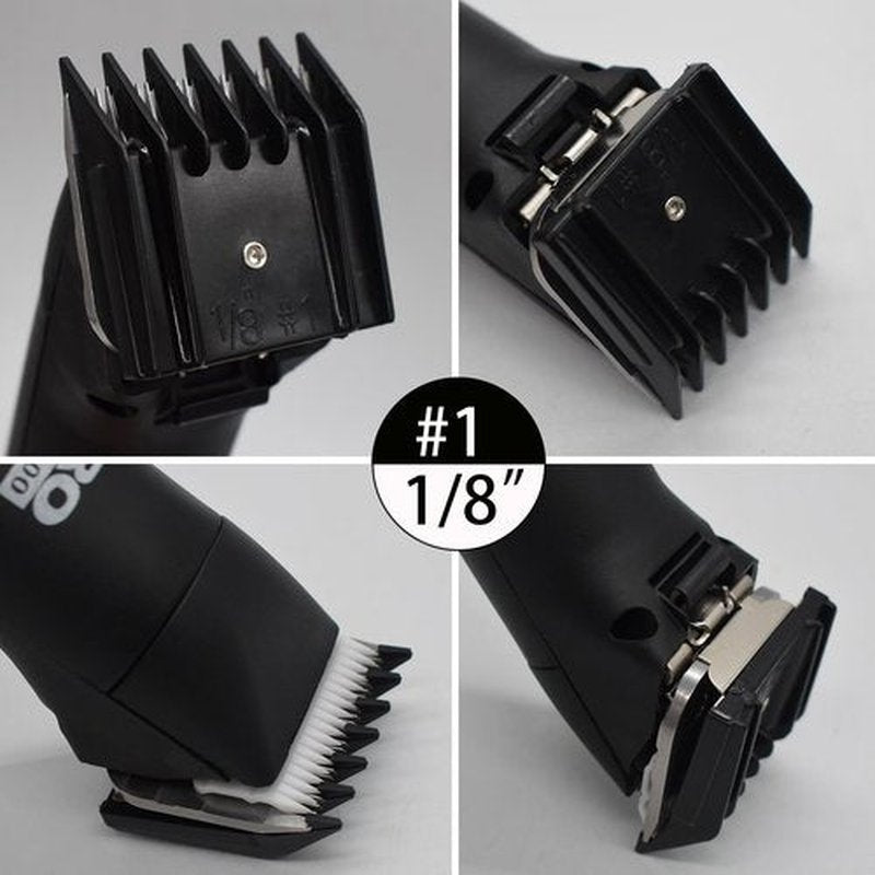 4 Pieces Professional A5-Style Animal Clipper Attachment Guard Guide Cutting Combs Set 76926-900, 1/8", 1/4", 3/8", 1/2", Compatible with Oster Classic 76 A5 Andis AG BG Wahl KM Pet Groomers (Black)
