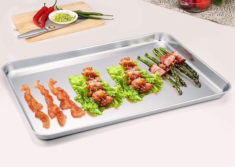 TeamFar Stainless Steel Baking Sheet Set - Non-Toxic, Heavy Duty & Dishwasher Safe | 20” x 14” x 1” - 2 Pieces