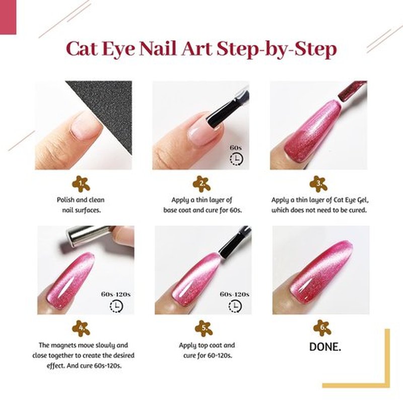 JODSONE 12 Colors Cat Eye Gel Nail Polish Set Blue Purple Red Black with Base Coat &Top Coat Magnet for DIY Salon Nails All Seasons