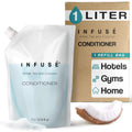 INFUSÉ 1 Liter Conditioner Refill Bag For Soap Dispensers | Bulk Toiletries for Vacation Rentals, and Home Bathroom Showers | White Tea and Coconut | Single