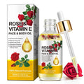 Rose Oil for Face, Rose Vitamin E Oil, Premium Vitamin E Facial Oil - Deep Hydration for Face & Body, Nourishes Dry Skin, Facial Care Support 2 Fl Oz