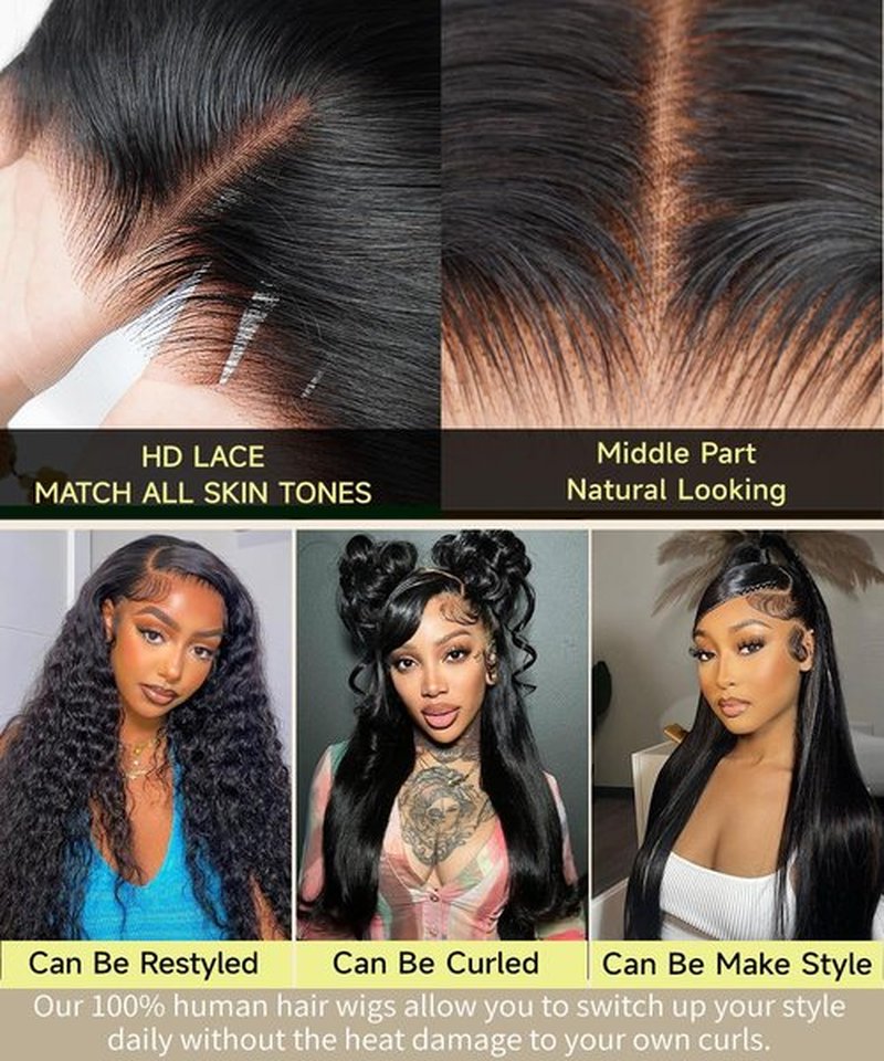 Sealusa 30 Inch 13x6 Lace Front Wigs Human Hair Real 100% Virgin Hair Can Last 6-9 Months Life Straight Human Hair Wig 200% Density Soft Silky Smooth HD Lace Frontal Wig Tangle-Free Natural Black