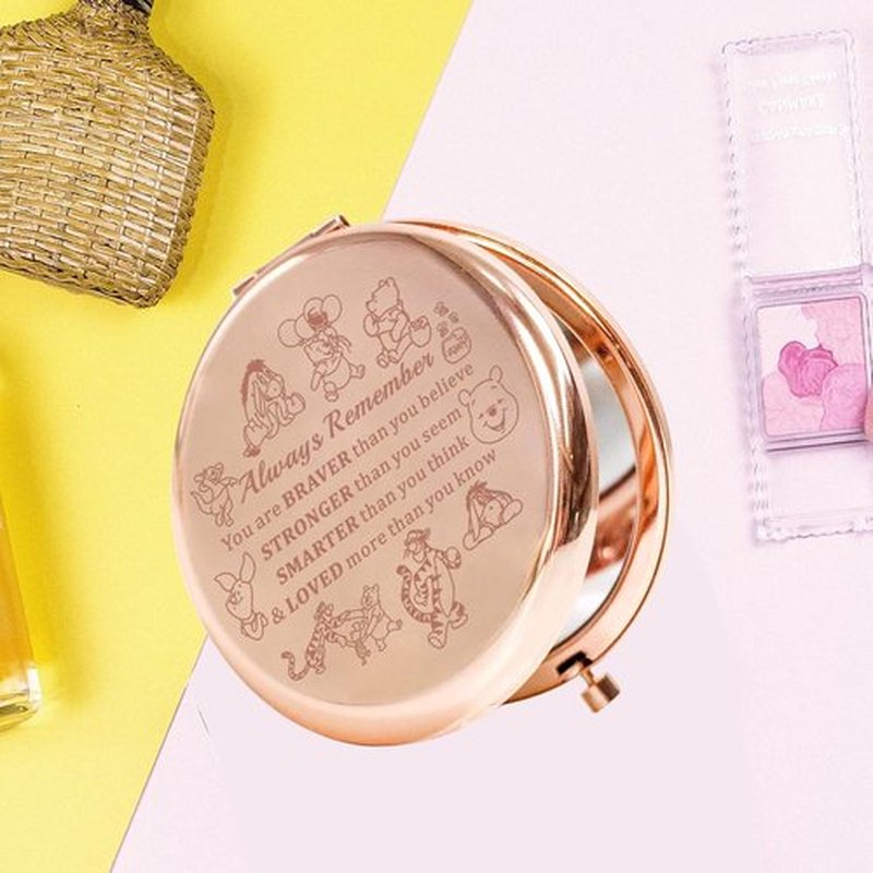 KEYCHIN Honey Bear Compact Makeup Mirror - Inspiring Design with Pig, Donkey, Tiger & Rabbit | Perfect Gift