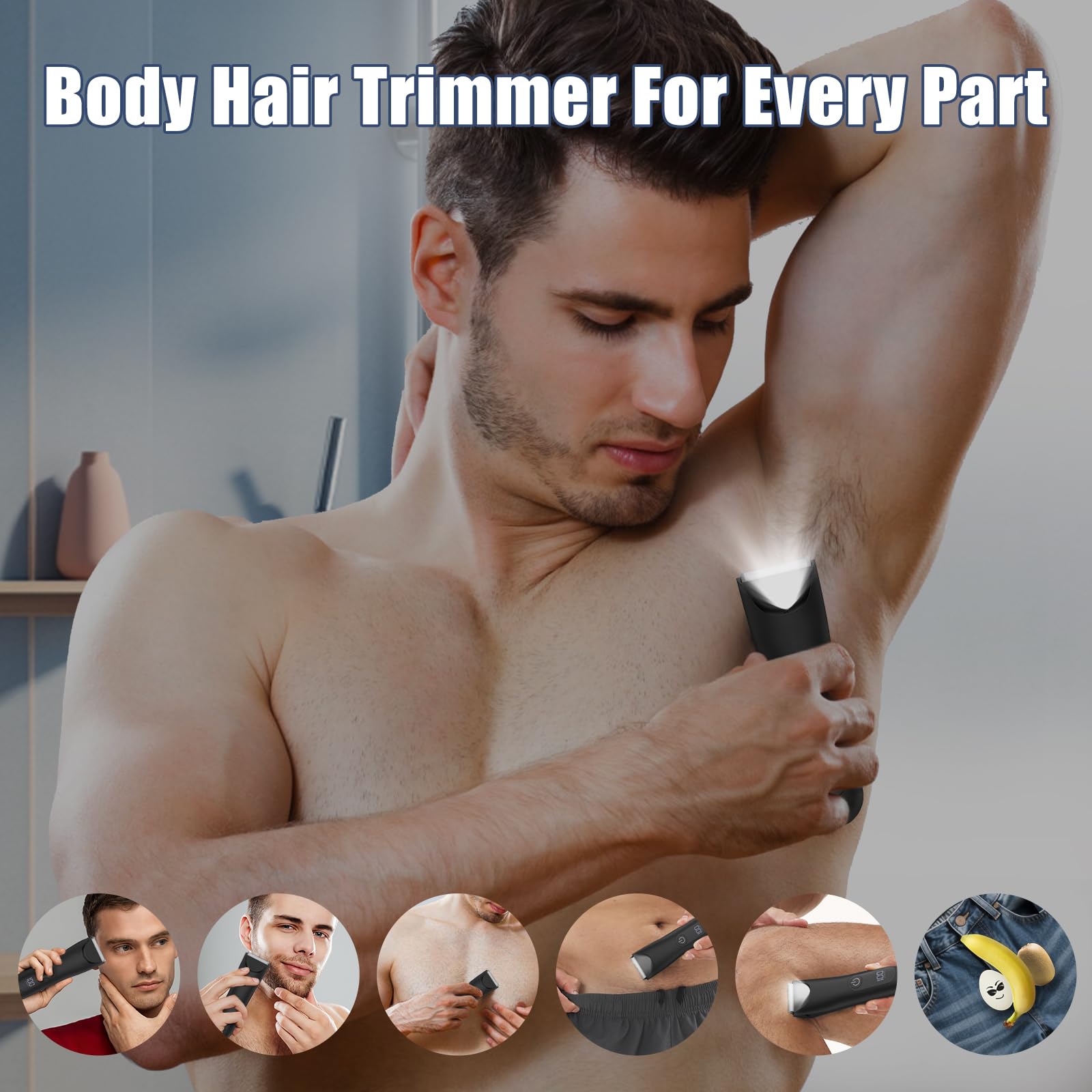 SUNNOW Body Hair Trimmer & Bald Head Shavers for Men, Manscape Ball Pubic Body Groomer Head Electric Shavers Razor Kit for Women/Bikini/Groin Grooming