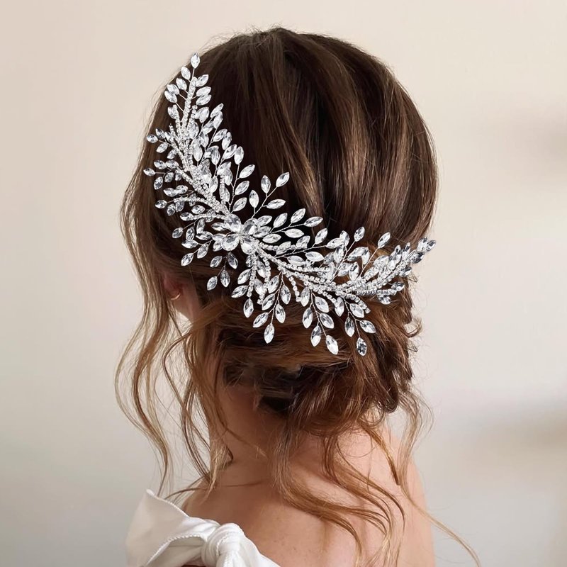 WONRLUA Bridal Hair Accessories, Elegant Wedding Headpiece for Bride, Rhinestone Headband for Women and Girls(Silver)