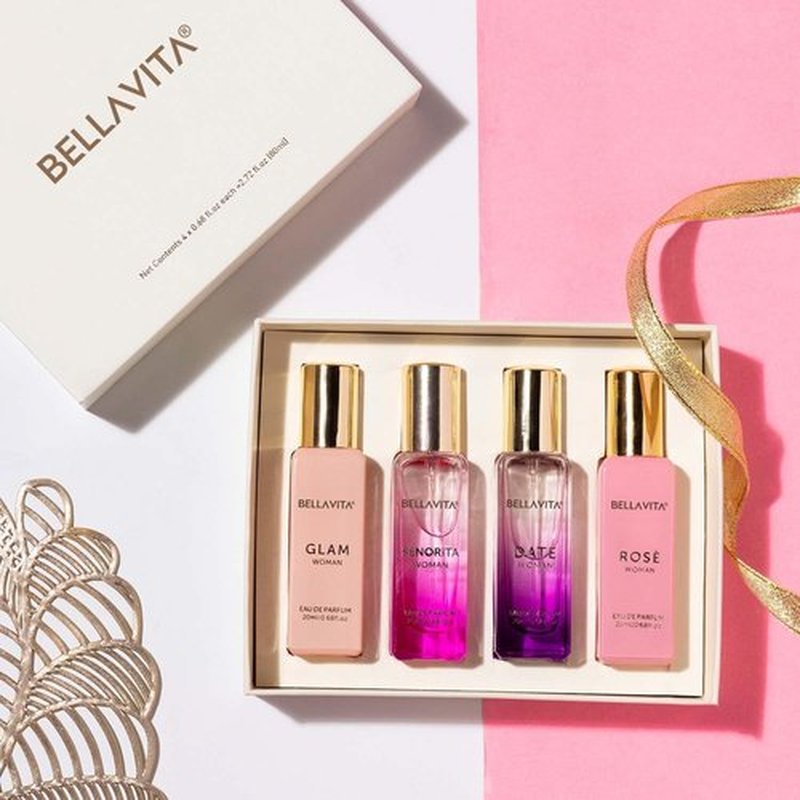 Bellavita Luxury Women's Perfume Gift Set - Rose, Senorita, Date & Glam | 80ml | Long-Lasting Floral Fragrance
