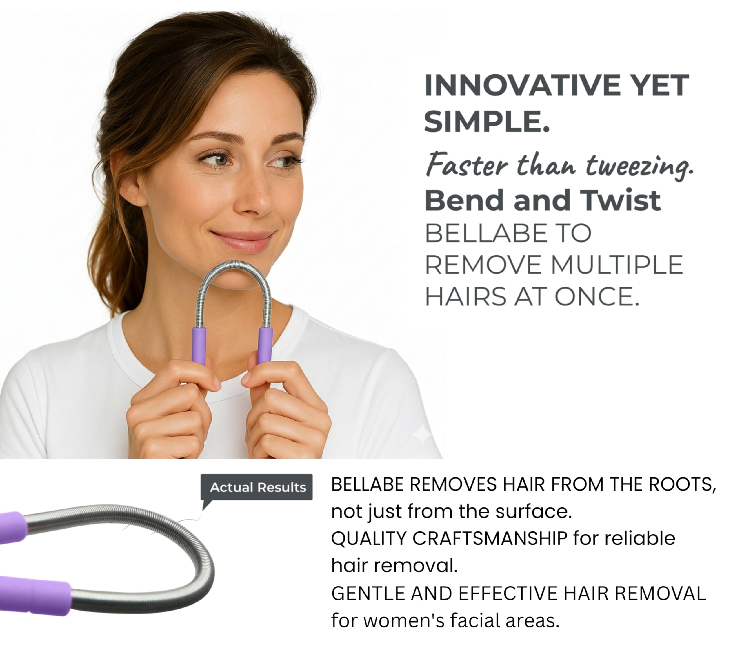Bellabe Facial Hair Remover for Women, Made in USA, Spring Hair Remover for Face and Chin, Gentle Spring Facial Hair Remover Tool for Facial Hair Removal, Chin Hair Remover for Women Face