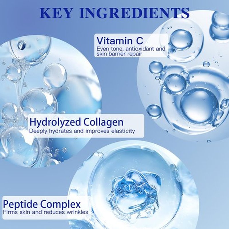 ICIKOL Deep Hydrolyzed Collagen Face Mask, 4 Pack - Age-Defying Sheet Mask with Peptides & Hyaluronic Acid, Restores Skin Elasticity & Firmness for Women