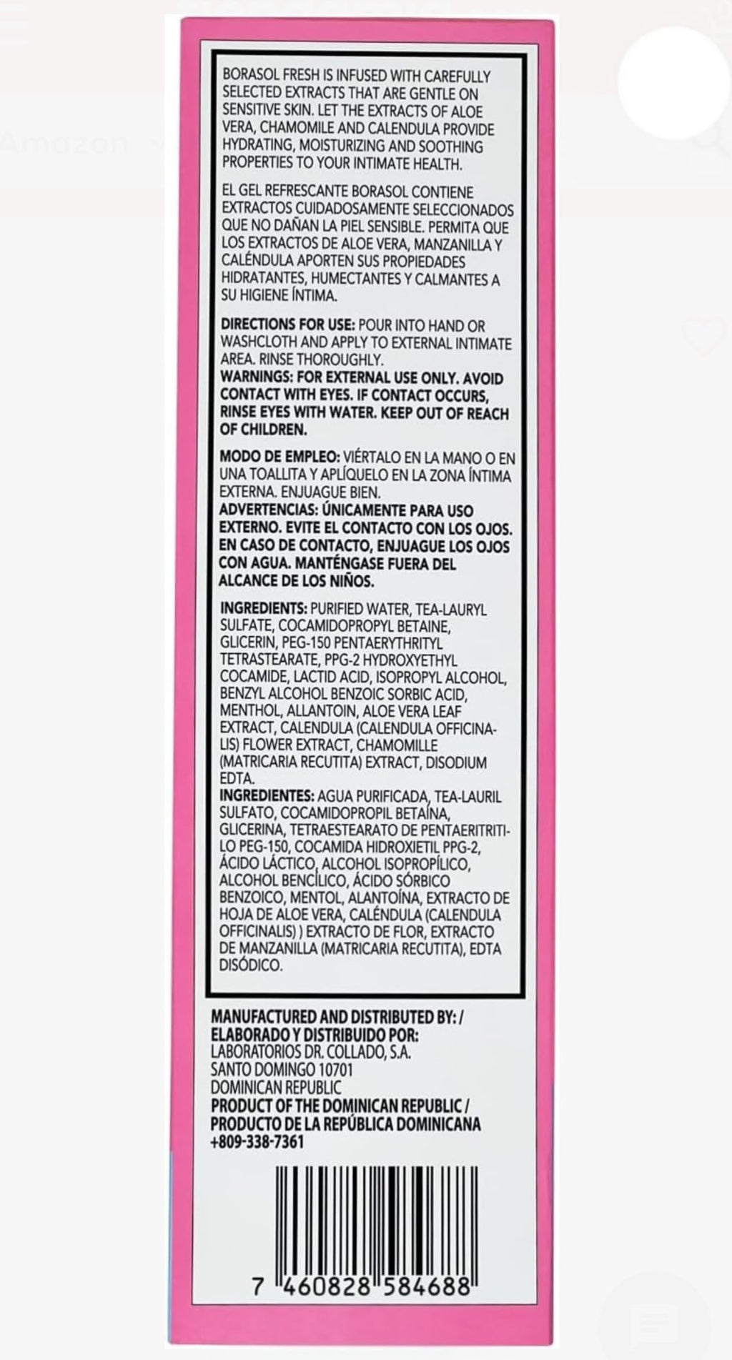Borasol Fresh Feminine Hygiene Wash, 16 fl oz, pH Balanced Formula, Refreshing